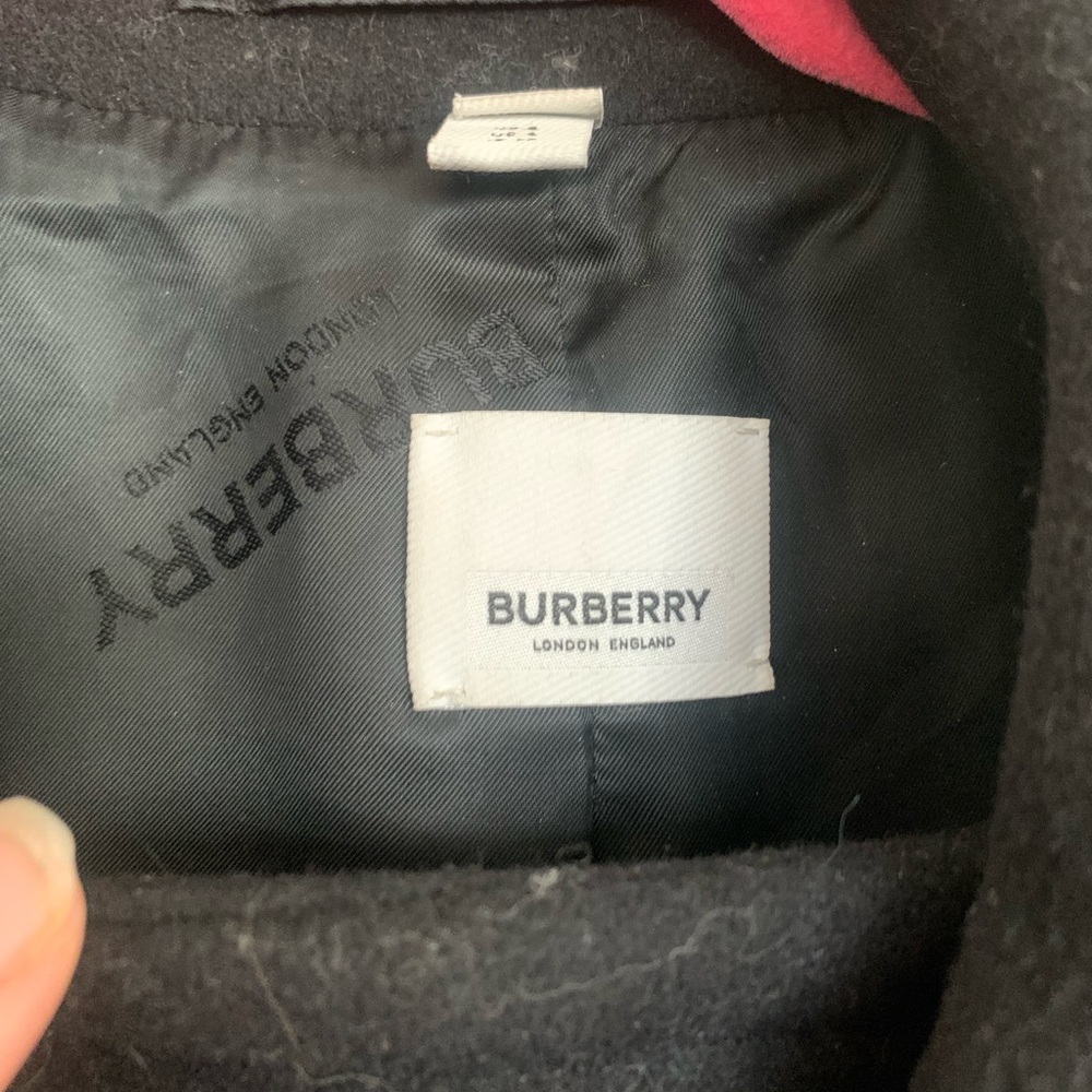 Burberry Wool Blend Coat with Leather Pockets - Picture 3 of 7